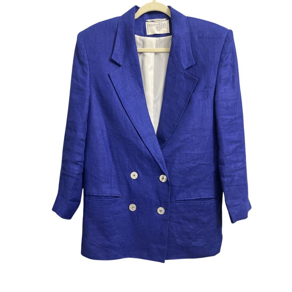 Women’s Vintage 80’s International Scene Double Breasted Linen Blazer. 9/10